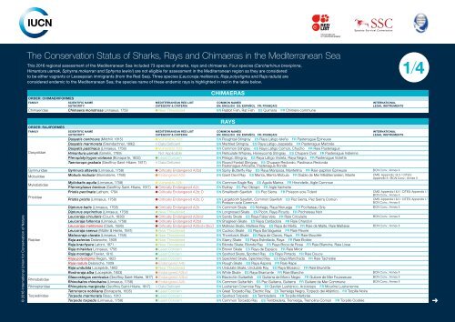The Conservation Status of Sharks Rays and Chimaeras in the Mediterranean Sea