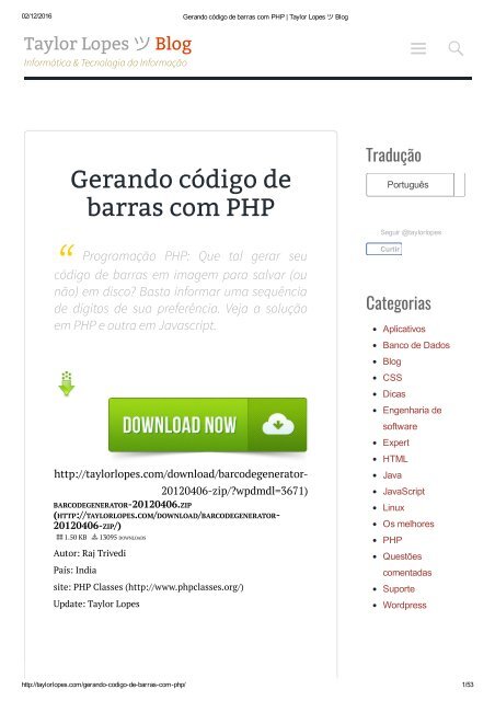 Gerando código de barras com PHP _ Taylor Lopes ツ Blog