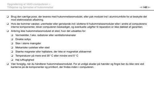 Sony VPCZ11Z9R - VPCZ11Z9R Istruzioni per l'uso Danese