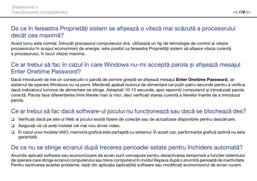 Sony VPCZ11Z9R - VPCZ11Z9R Istruzioni per l'uso Rumeno