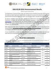 OAS-GCUB 2016 Announcement Results