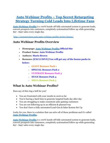 Auto Webinar Profits Review-(Free) bonus and discount