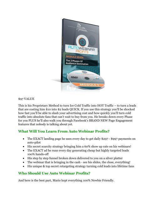 Auto Webinar Profits Review-(Free) bonus and discount