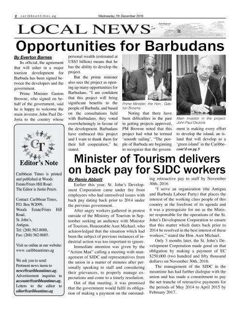 Caribbean Times 52nd Issue - Wednesday 7th December 2016