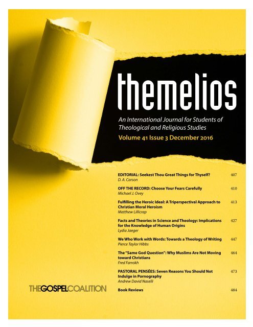 Theological and Religious Studies Volume 41 Issue 3 December 2016