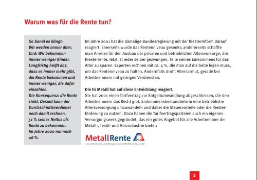 Mit der IG Metall was für die Rente tun - MetallRente