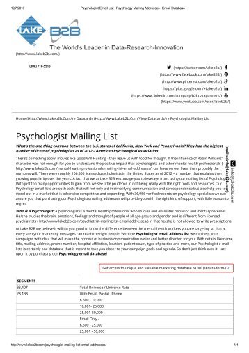 Email lists of Psychologists