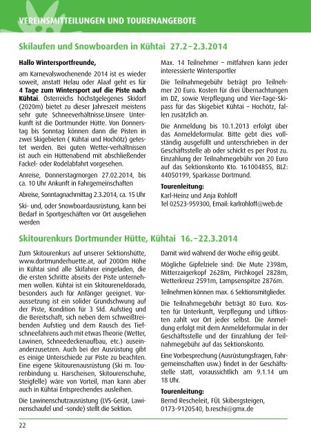 Sektionsheft 2013 - 2 (.pdf) - Deutscher Alpenverein - Sektion ...