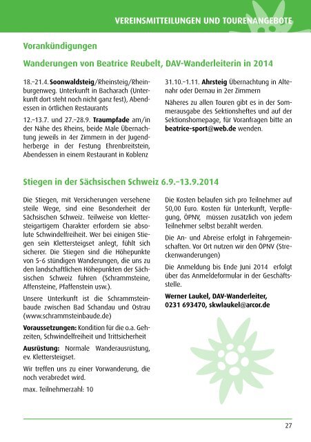 Sektionsheft 2013 - 2 (.pdf) - Deutscher Alpenverein - Sektion ...