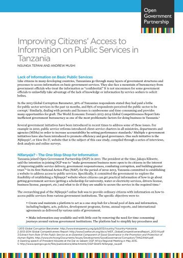 Improving Citizens’ Access to Information on Public Services in Tanzania