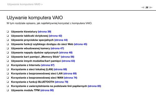 Sony VPCSA3M9E - VPCSA3M9E Istruzioni per l'uso Polacco