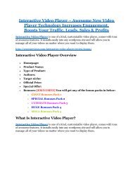 Interactive Video Player review - Interactive Video Player (MEGA) $23,800 bonuses