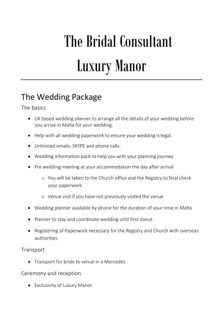 4. Prices - Malta - Luxury Manor