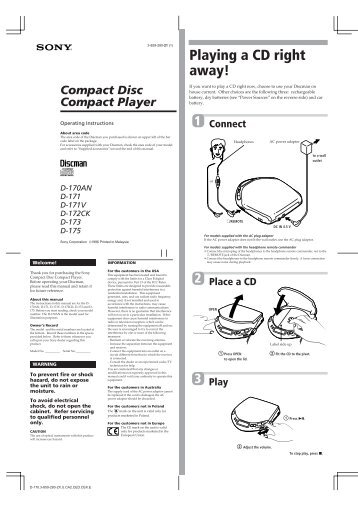 Sony D-172CK - D-172CK Istruzioni per l'uso Inglese