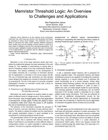 Memristor Threshold Logic An Overview to Challenges and Applications