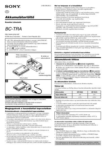 Sony BC-TRA - BC-TRA Istruzioni per l'uso Ungherese