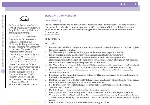 Sony PCG-N505SN - PCG-N505SN Istruzioni per l'uso Tedesco