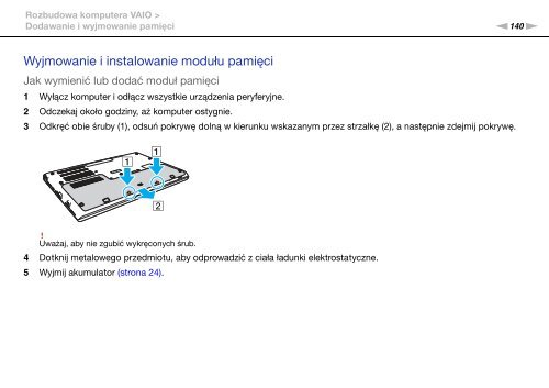 Sony VPCSB1V9E - VPCSB1V9E Istruzioni per l'uso Polacco