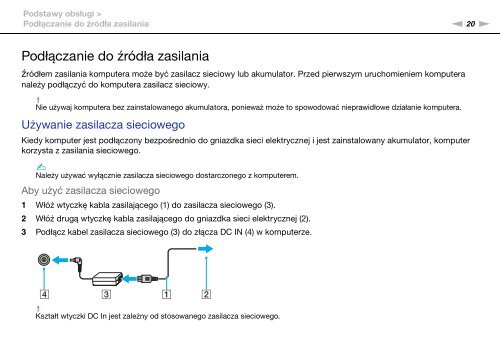 Sony VPCSB1V9E - VPCSB1V9E Istruzioni per l'uso Polacco