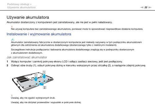 Sony VPCSB1V9E - VPCSB1V9E Istruzioni per l'uso Polacco