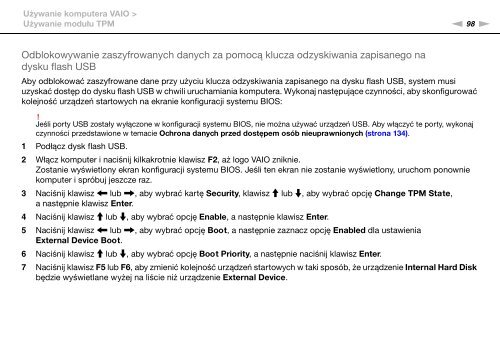 Sony VPCSB1V9E - VPCSB1V9E Istruzioni per l'uso Polacco