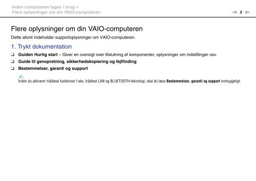Sony VPCSB1V9E - VPCSB1V9E Istruzioni per l'uso Danese