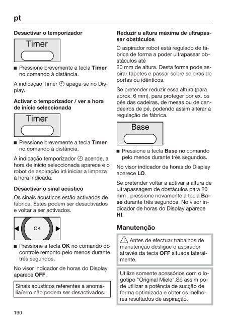 Miele Classic C1 Special PowerLine - SBAD1 - Istruzioni d'uso