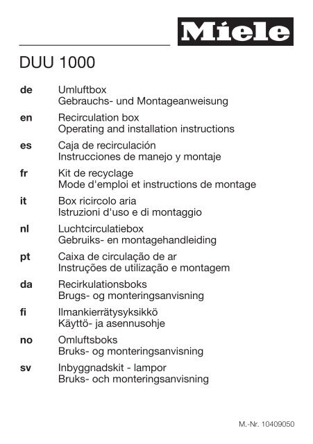Miele DUU 1000 - Istruzioni d'uso/Istruzioni di montaggio