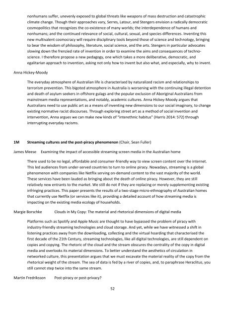 Crossroads in Cultural Studies Conference 14-17th December 2016 Program Index