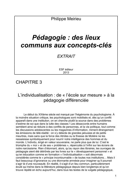 Pédagogie  des lieux communs aux concepts-clés