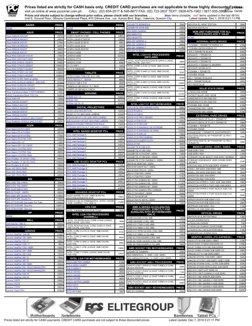 Pricelist Lettersize Pricelist Lettersize