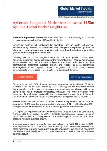 PDF - Apheresis Equipment Market