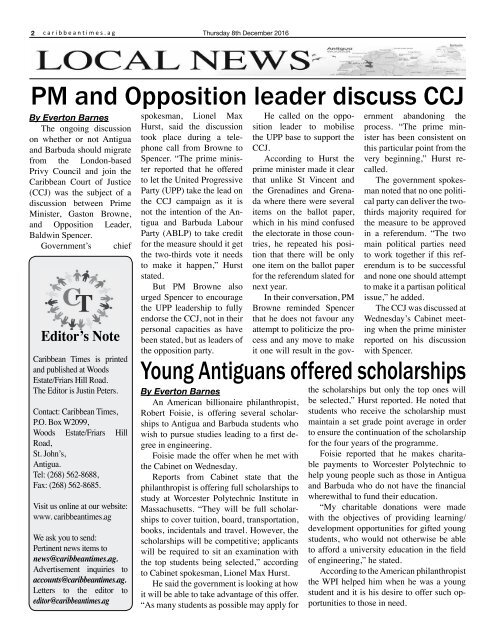 Caribbean Times 53rd Issue - Thursday 8th December 2016