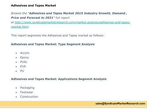 Adhesives and Tapes Market