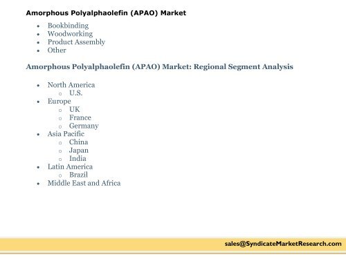 Amorphous Polyalphaolefin (APAO) Market