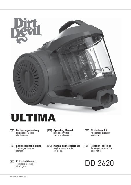 Dirt Devil Ultima grey - Bedienungsanleitung f&uuml;r den Dirt Devil Ultima DD2620-1,-2,-3