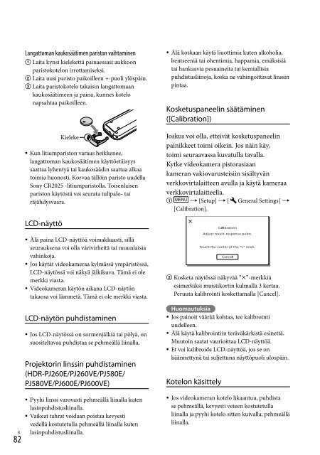 Sony HDR-CX580VE - HDR-CX580VE Istruzioni per l'uso Finlandese