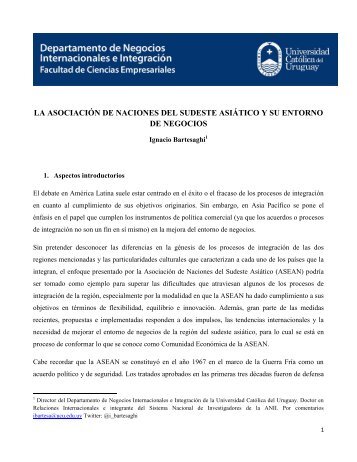 LA ASOCIACIÓN DE NACIONES DEL SUDESTE ASIÁTICO Y SU ENTORNO DE NEGOCIOS