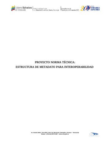 PROYECTO NORMA TÉCNICA ESTRUCTURA DE METADATO PARA INTEROPERABILIDAD