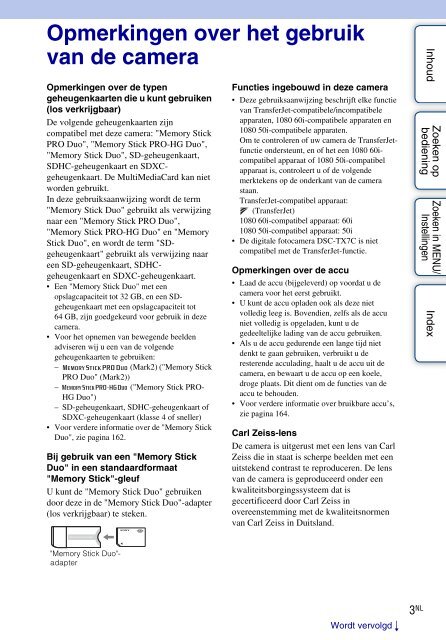 Sony DSC-TX7 - DSC-TX7 Istruzioni per l'uso Olandese