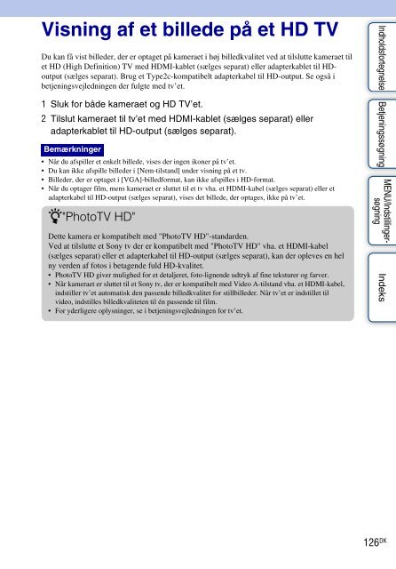 Sony DSC-TX7 - DSC-TX7 Istruzioni per l'uso Danese