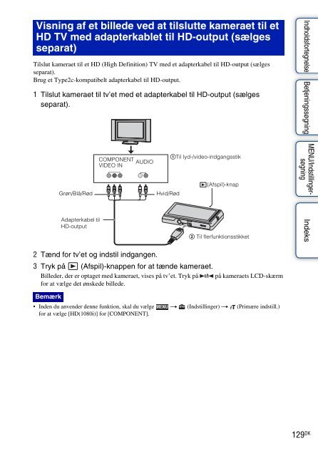 Sony DSC-TX7 - DSC-TX7 Istruzioni per l'uso Danese