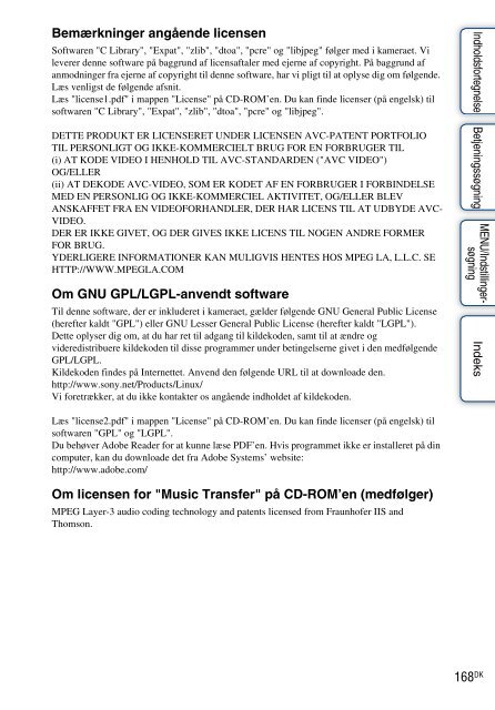 Sony DSC-TX7 - DSC-TX7 Istruzioni per l'uso Danese