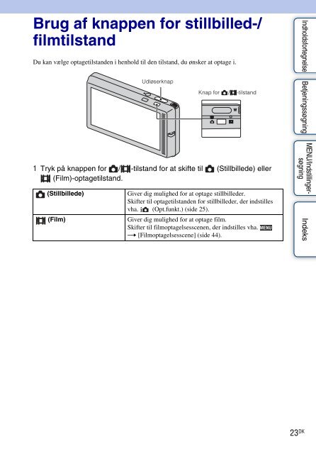 Sony DSC-TX7 - DSC-TX7 Istruzioni per l'uso Danese