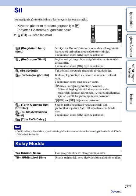 Sony DSC-TX7 - DSC-TX7 Istruzioni per l'uso Turco