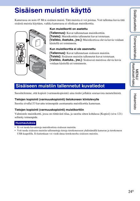 Sony DSC-TX7 - DSC-TX7 Istruzioni per l'uso Finlandese