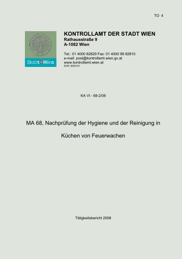 MA 68, Nachprüfung der Hygiene und der Reinigung in Küchen von ...