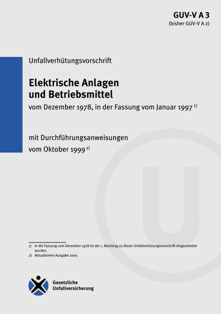 Elektrische Anlagen und Betriebsmittel, GUV-V A3 - Sichere Kita