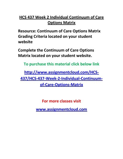 Continuum of care options matrix essay 07 picture