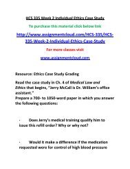 UOP HCS 335 Week 2 Individual Ethics Case Study